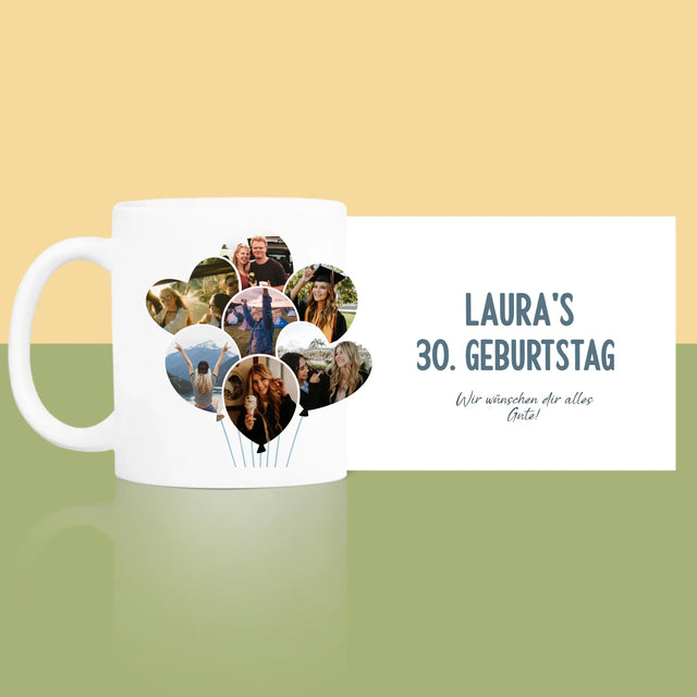 Form-Collage: Dreißig-Luftballons - Tasse
