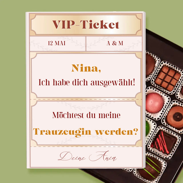Name Und Unterschrift: Vip-Ticket- Trauzeugin - Pralinen