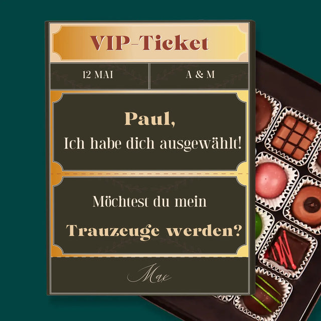 Name Und Unterschrift: Vip-Ticket- Trauzeuge - Pralinen