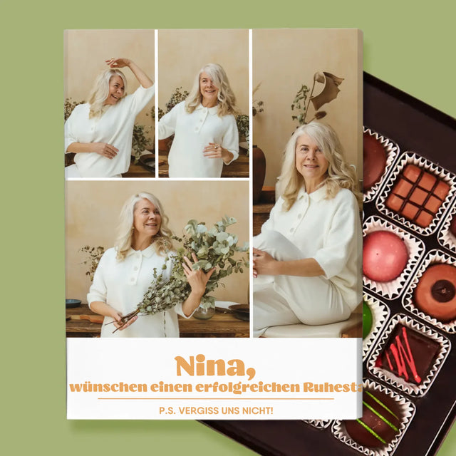 Fotocollage: Erfolgreicher Ruhestand - Pralinen