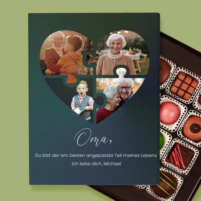 Fotocollage: Puzzleherz Für Oma - Pralinen
