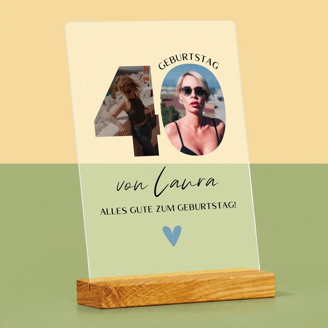 Buchstaben-Collage: 40. Geburtstag - Schöne Momente - Druck Auf Acrylglas