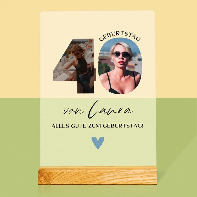 Buchstaben-Collage: 40. Geburtstag - Schöne Momente - Druck Auf Acrylglas