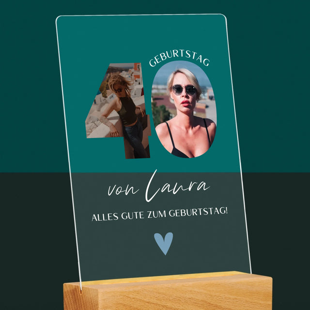 Buchstaben-Collage: 40. Geburtstag - Schöne Momente - Druck Auf Acrylglas