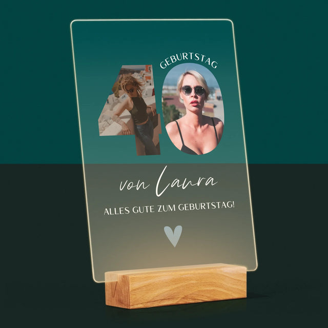 Buchstaben-Collage: 40. Geburtstag - Schöne Momente - Druck Auf Acrylglas