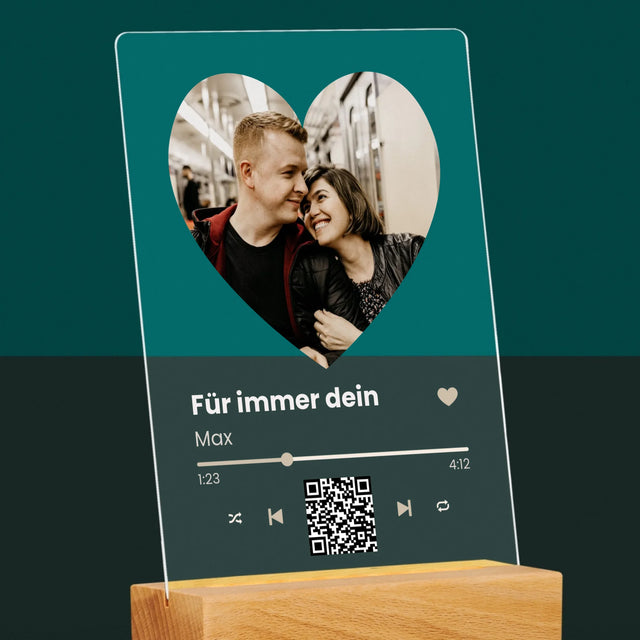Foto Und Unterschrift: Unser Lied - Herz-Qr-Code - Druck Auf Acrylglas