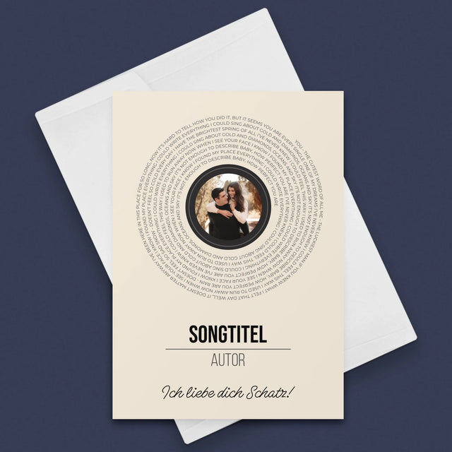 Foto Und Unterschrift: Songtexte Auf Der Platte - Glückwunschkarte