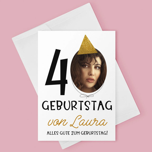 Foto Und Unterschrift: 40. Geburtstag Mütze - Glückwunschkarte