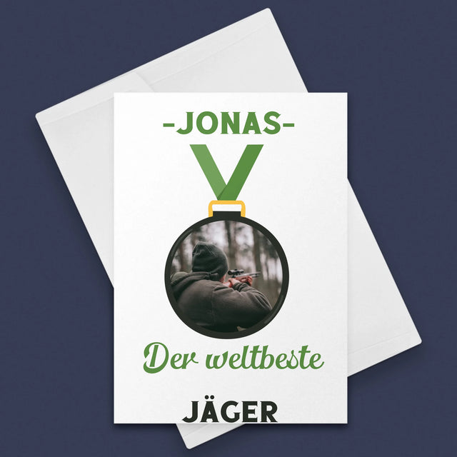 Foto Und Unterschrift: Der Weltbeste Jäger - Glückwunschkarte