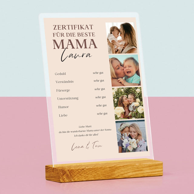 Fotocollage: Zertifikat Für Die Beste Mama - Druck Auf Acrylglas