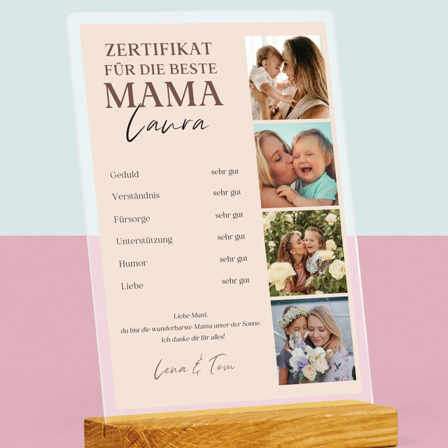 Fotocollage: Zertifikat Für Die Beste Mama - Druck Auf Acrylglas