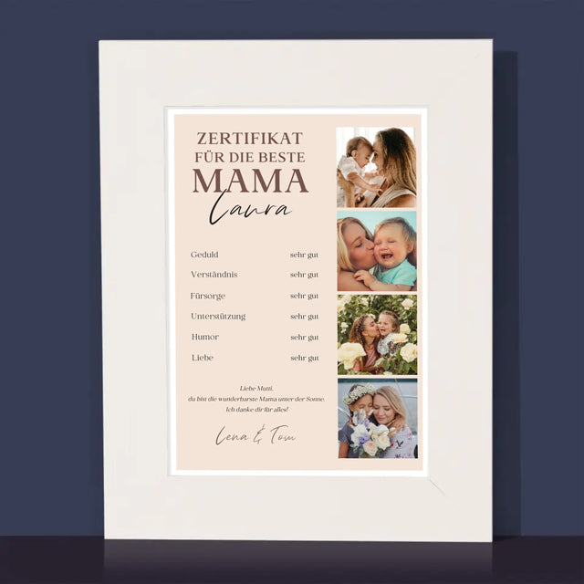 Fotocollage: Zertifikat Für Die Beste Mama - Bilderrahmen
