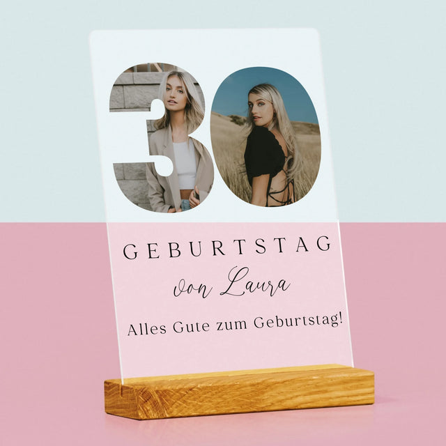 Buchstaben-Collage: 30. Geburtstag Signatur - Druck Auf Acrylglas