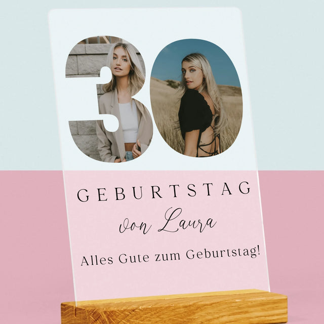 Buchstaben-Collage: 30. Geburtstag Signatur - Druck Auf Acrylglas