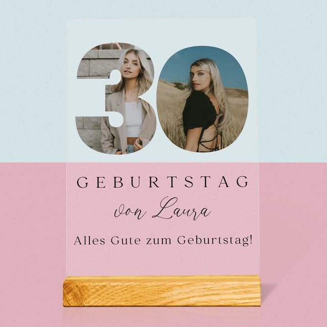 Buchstaben-Collage: 30. Geburtstag Signatur - Druck Auf Acrylglas