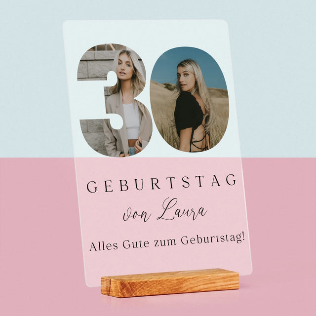 Buchstaben-Collage: 30. Geburtstag Signatur - Druck Auf Acrylglas
