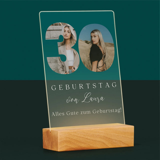 Buchstaben-Collage: 30. Geburtstag Signatur - Druck Auf Acrylglas