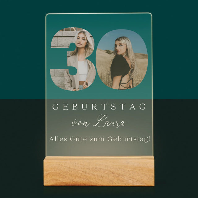 Buchstaben-Collage: 30. Geburtstag Signatur - Druck Auf Acrylglas