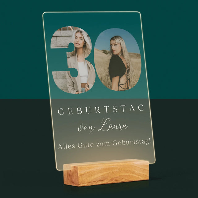 Buchstaben-Collage: 30. Geburtstag Signatur - Druck Auf Acrylglas
