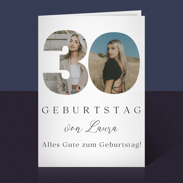 Buchstaben-Collage: 30. Geburtstag Signatur - Glückwunschkarte