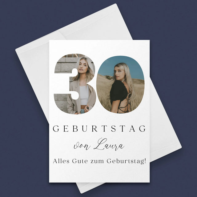 Buchstaben-Collage: 30. Geburtstag Signatur - Glückwunschkarte