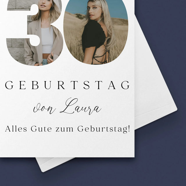 Buchstaben-Collage: 30. Geburtstag Signatur - Glückwunschkarte