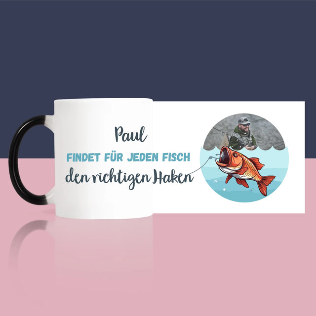 Foto Und Unterschrift: Den Haken Finden - Tasse