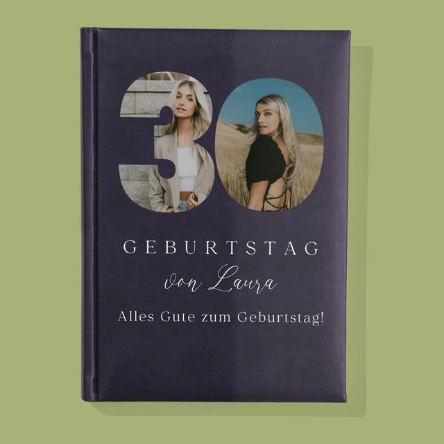 Buchstaben-Collage: 30. Geburtstag Signatur - Notizbuch