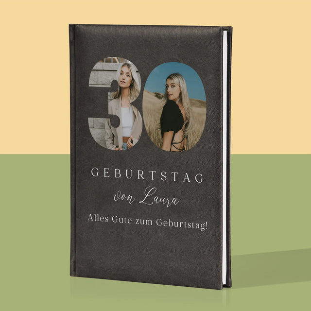 Buchstaben-Collage: 30. Geburtstag Signatur - Notizbuch