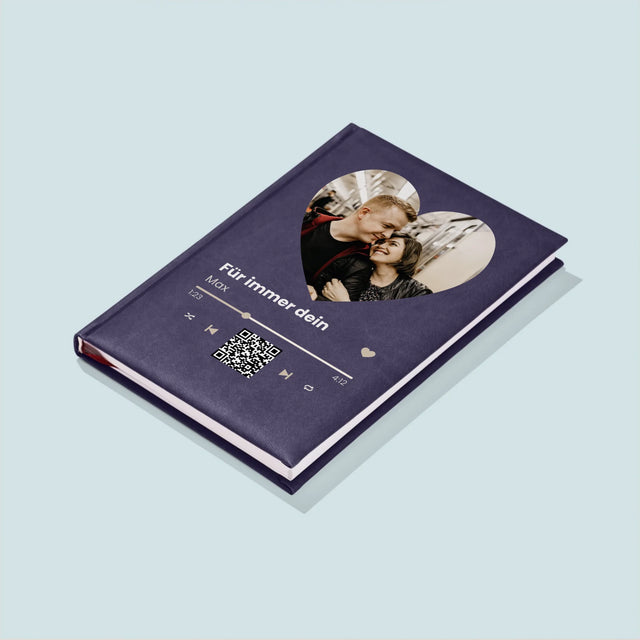 Foto Und Unterschrift: Unser Lied - Herz-Qr-Code - Notizbuch