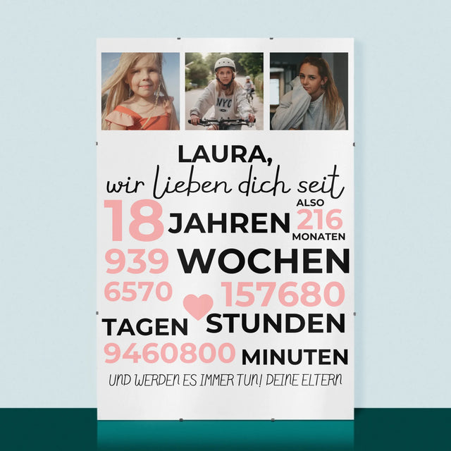 Fotocollage: Wir Lieben Dich Seit 18 Jahren - Poster
