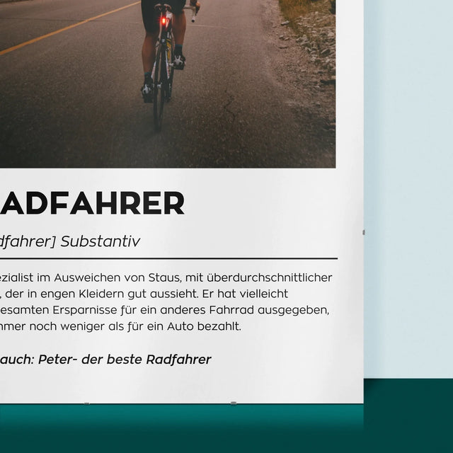 Foto Und Unterschrift: Definition Eines Radfahrers - Poster