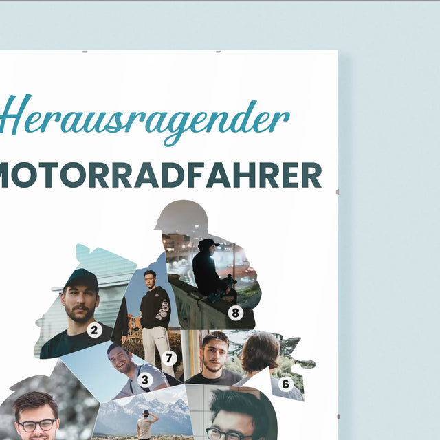 Form-Collage: Herausragender Motorradfahrer - Poster
