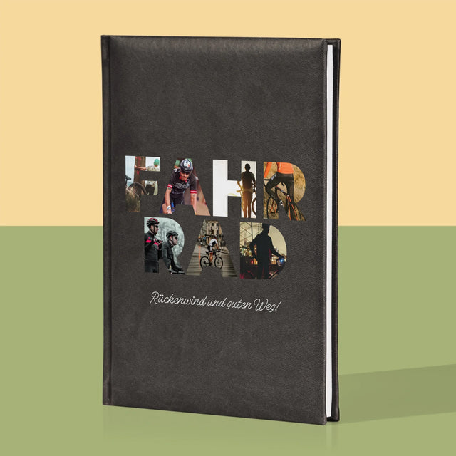 Buchstaben-Collage: Fahrrad - Notizbuch