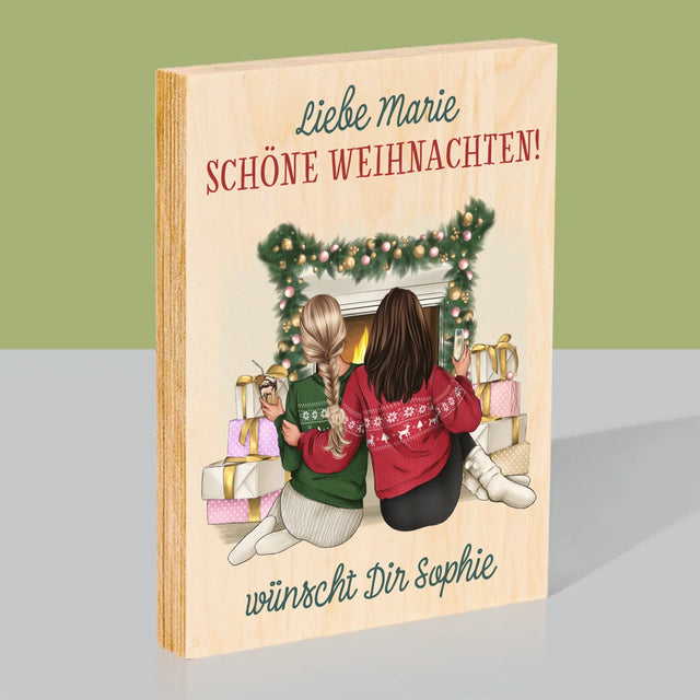 Avatar Creator: Weihnachten Freundinnen - Druck Auf Holz