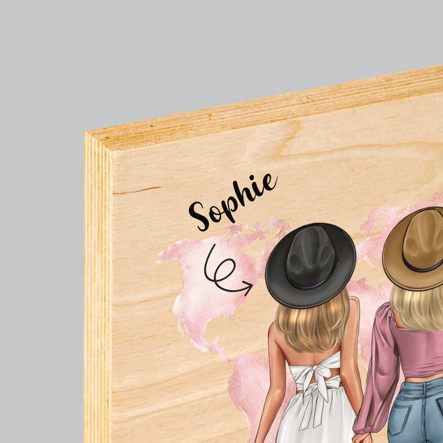 Avatar Creator: Reisende Freundinnen - Druck Auf Holz
