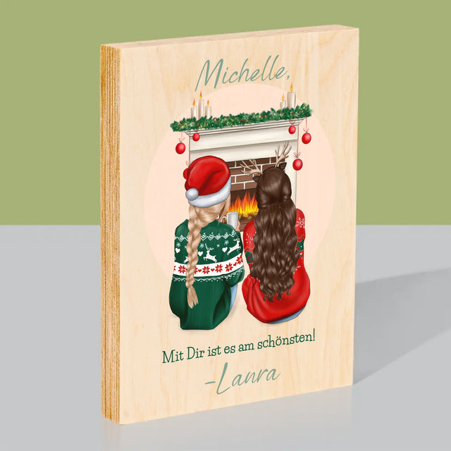 Avatar Creator: Beste Freundinnen Weihnachten - Druck Auf Holz