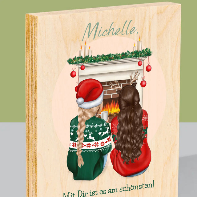 Avatar Creator: Beste Freundinnen Weihnachten - Druck Auf Holz