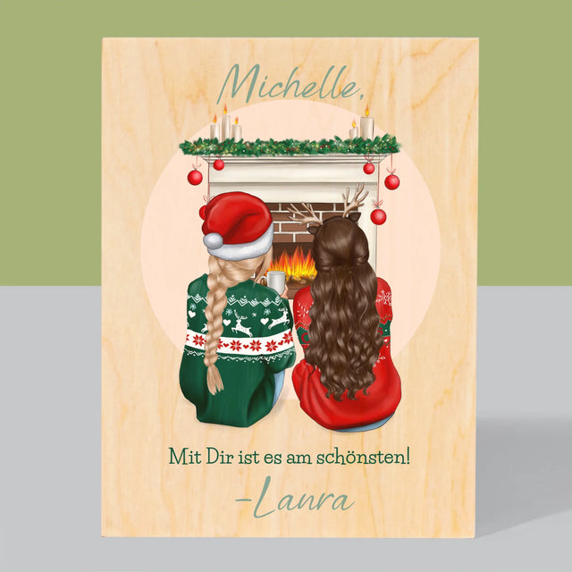 Avatar Creator: Beste Freundinnen Weihnachten - Druck Auf Holz