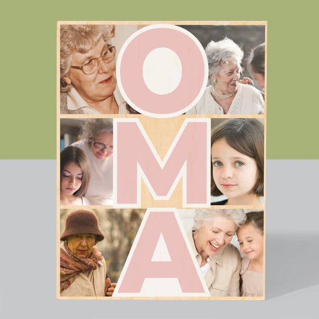 Fotocollage: Oma – Druck auf Holz | DE