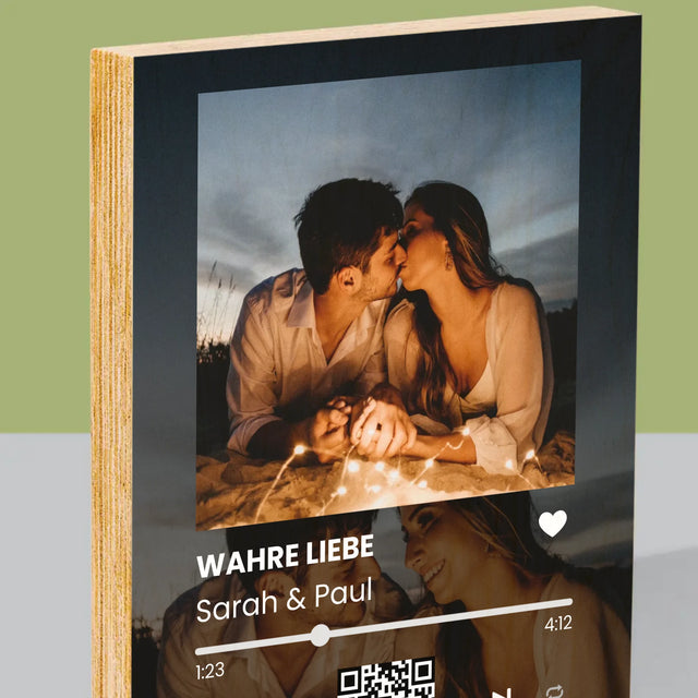 Foto Und Unterschrift: Spotify Mit Deinen Fotos Und Qr-Code - Druck Auf Holz