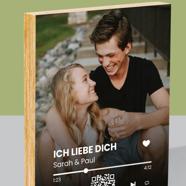 Foto Und Unterschrift: Euer Lied-Qr-Code - Druck Auf Holz