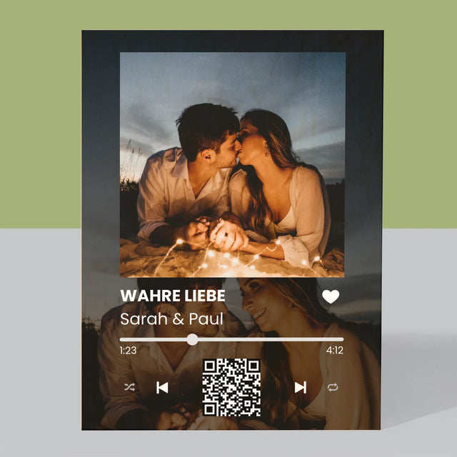 Foto Und Unterschrift: Spotify Mit Deinen Fotos Und Qr-Code - Druck Auf Holz