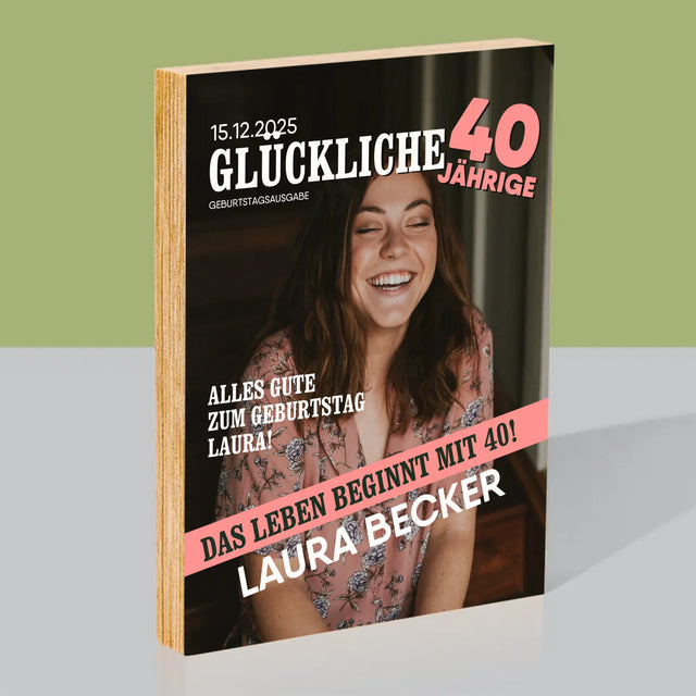 Magazin-Cover: Glückliche 40-Jährige - Druck Auf Holz