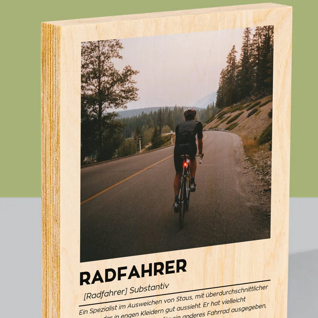 Foto Und Unterschrift: Definition Eines Radfahrers - Druck Auf Holz
