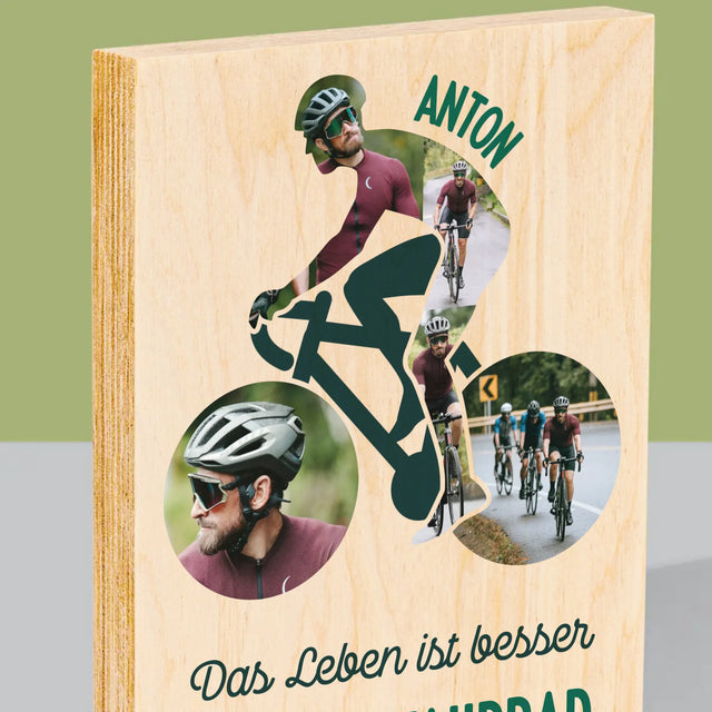 Form-Collage: Das Leben Ist Besser Auf Dem Fahrrad - Druck Auf Holz