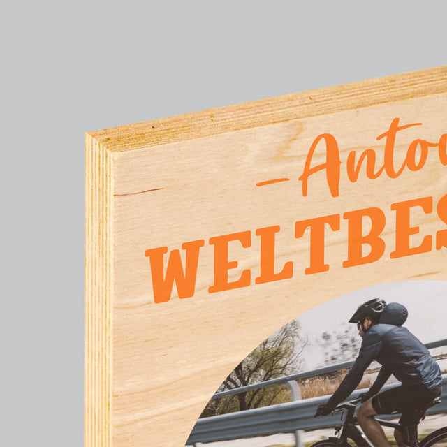 Foto Und Unterschrift: Der Weltbeste Radler - Druck Auf Holz
