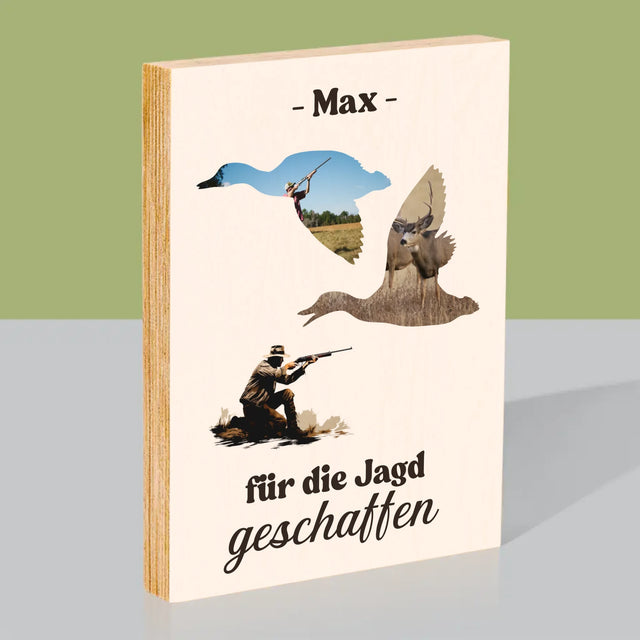 Form-Collage: Für Die Jagd Geschaffen - Druck Auf Holz