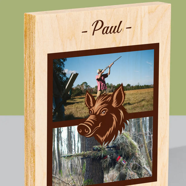 Fotocollage: Wildschwein Bändiger - Druck Auf Holz