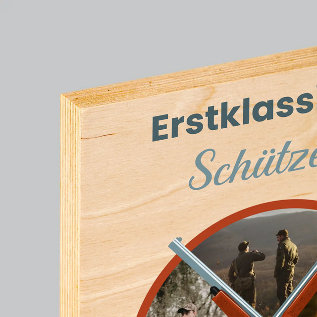 Fotocollage: Erstklassiger Schütze - Druck Auf Holz